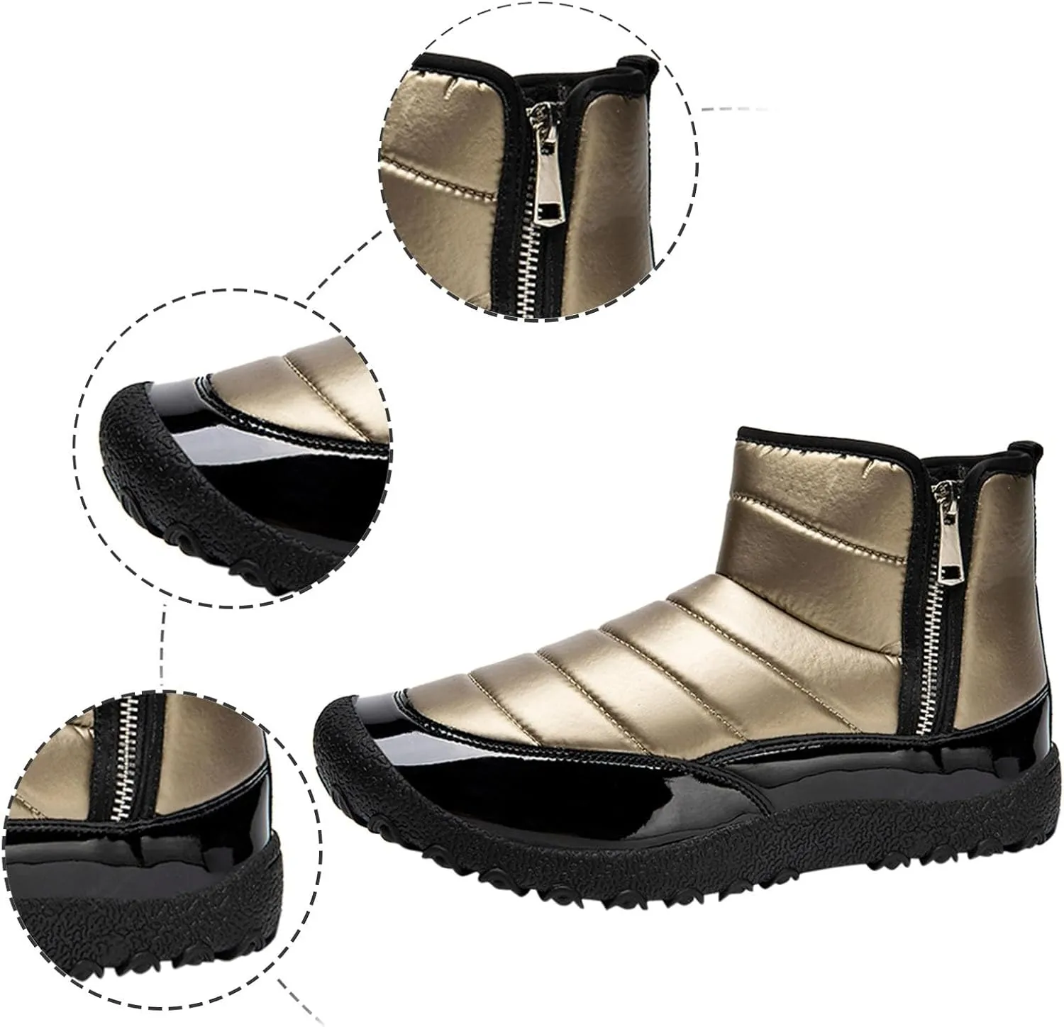 Snow Boots for Men Waterproof Warm Furry Lined Winter Boots Side Zipper Cold-Weather Non-Slip Ankle Boots Comfortable Slip on Hiking Walking Shoes Sneakers