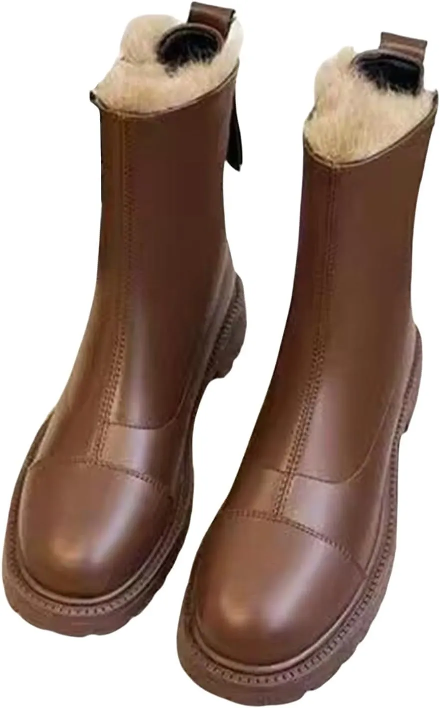 Snow Boots for Women Fashion Womens Winter Shoes Warm Plush Lined Ankle Booties Comfortable Slip On Outdoor Boots