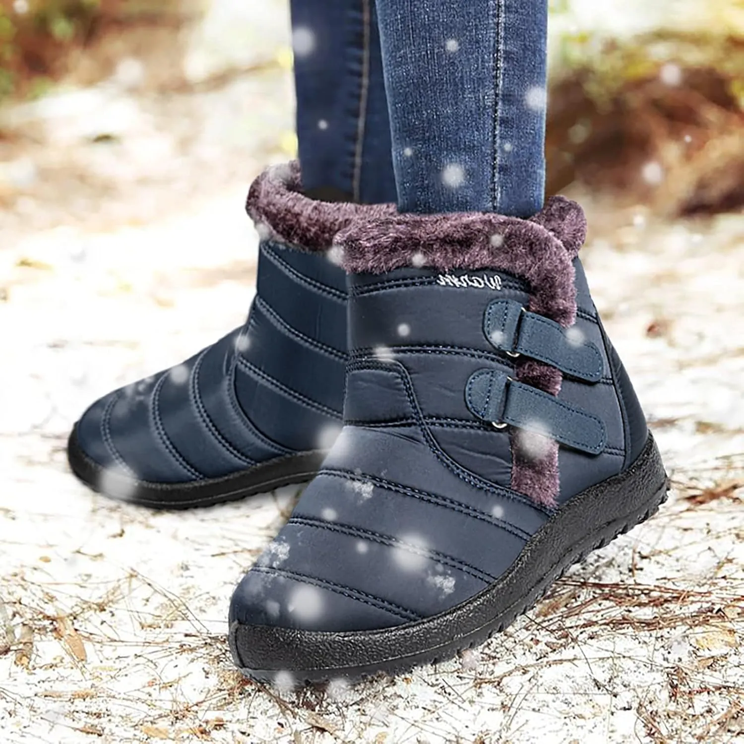 Snow Boots for Women Waterproof Anti-slip Winter Boots Classic Fully Fur Booties Winter Warm Outdoor Ankle Boots Ladies Walking Hiking Booties