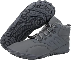 Snow Boots for Women&Men Winter Boots Barefoot Women's Men's Warm Faux Fur Lined Waterproof Snow Sneakers Wide Toe Box Zero Drop Ankle Booties Slip On Minimalist Barefoot Winter Casual Shoes