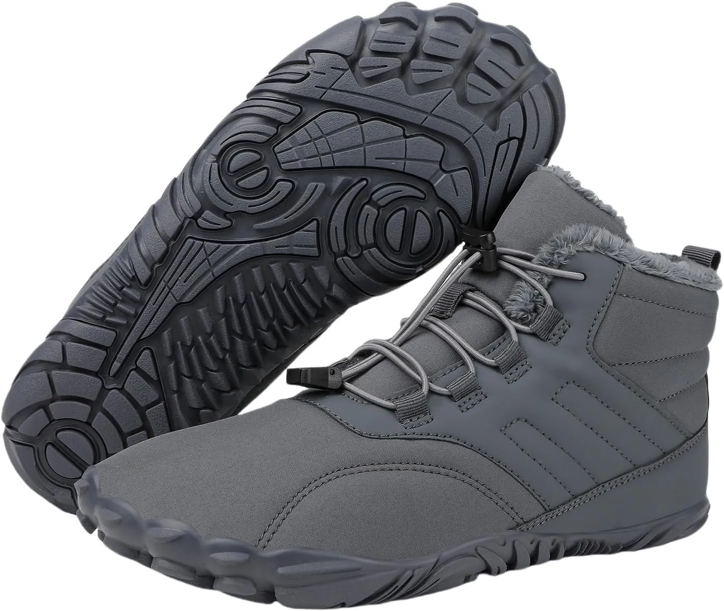 Snow Boots for Women&Men Winter Boots Barefoot Women's Men's Warm Faux Fur Lined Waterproof Snow Sneakers Wide Toe Box Zero Drop Ankle Booties Slip On Minimalist Barefoot Winter Casual Shoes