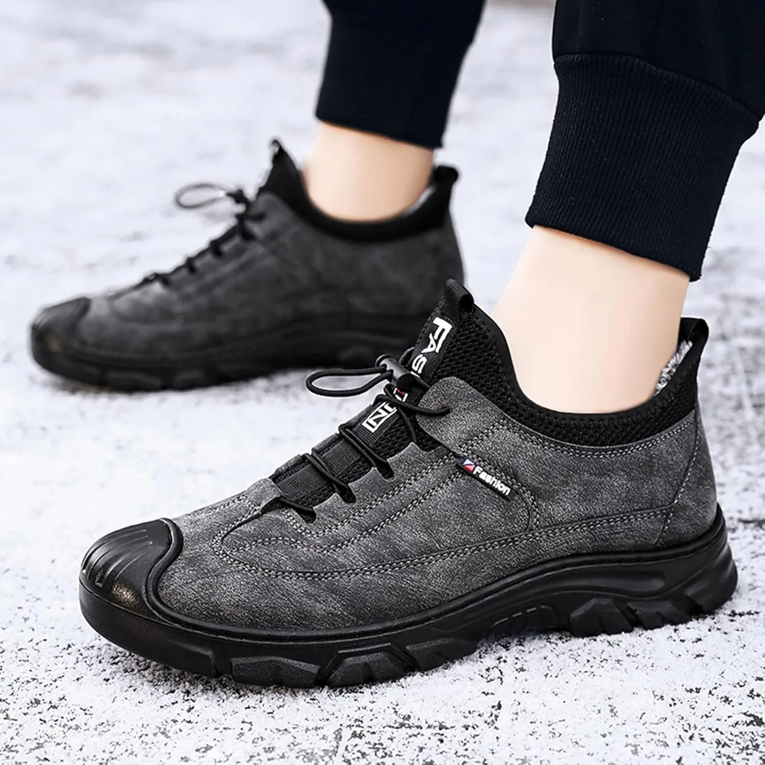 Snow Boots Men Warm Furry Lined Footwear Waterproof Outdoor Casual Winter Boots Non-Slip Lace Up Ankle Boots for Cold Weather Climbing Shoes Hiking Boots