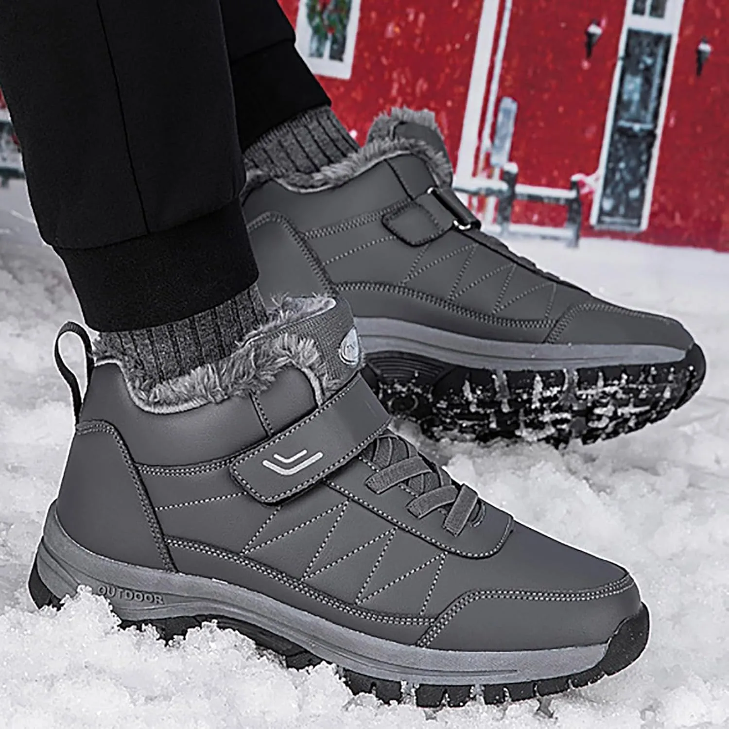 Snow Boots Men Warm Lined Footwear Waterproof Outdoor Lightweight Winter Boots Non-Slip Cold Weather Shoes Hiking Boot Trekking Boots