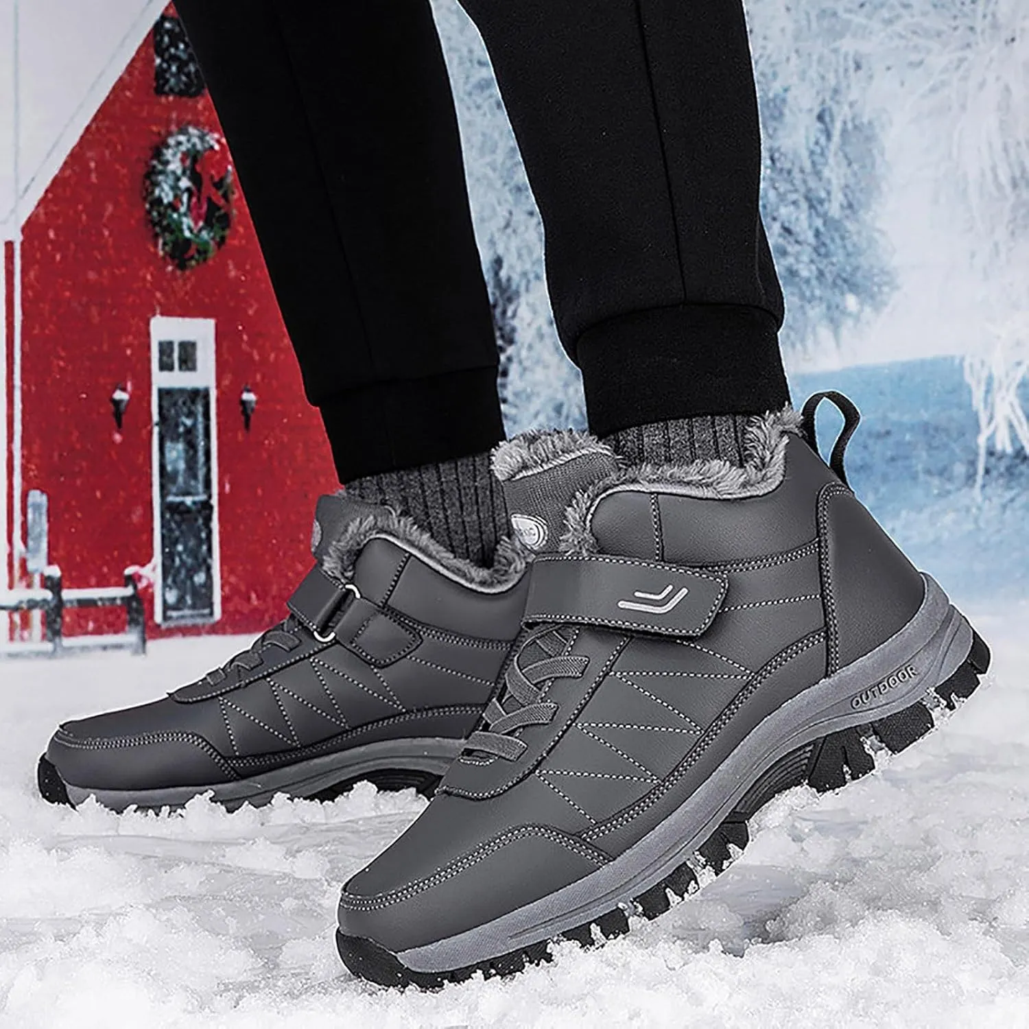 Snow Boots Men Warm Lined Footwear Waterproof Outdoor Lightweight Winter Boots Non-Slip Cold Weather Shoes Hiking Boot Trekking Boots