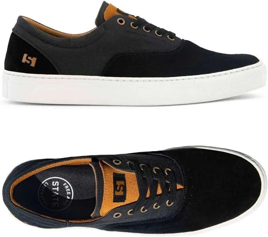 State Footwear Skateboard Shoes Pacifica Cup Black/White Suede