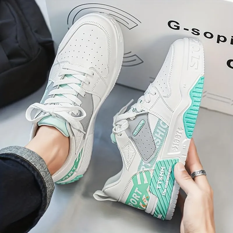 Stylish Patchwork Skate Shoes for Men - Breathable, Lace-up Sneakers with Good Grip and Comfortable Fit - Perfect for Casual Outings