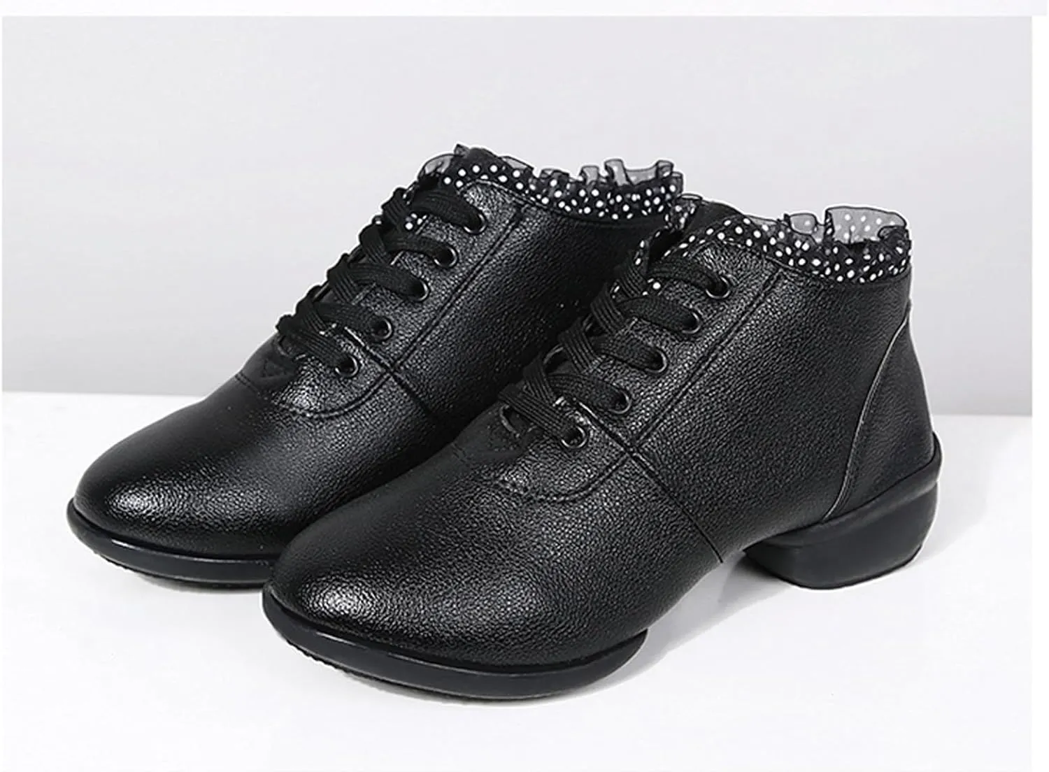SWDZM Women's Jazz Shoes Lace-Up Dancing Walking Sneakers High Top Split Sole Modern Dance Shoes