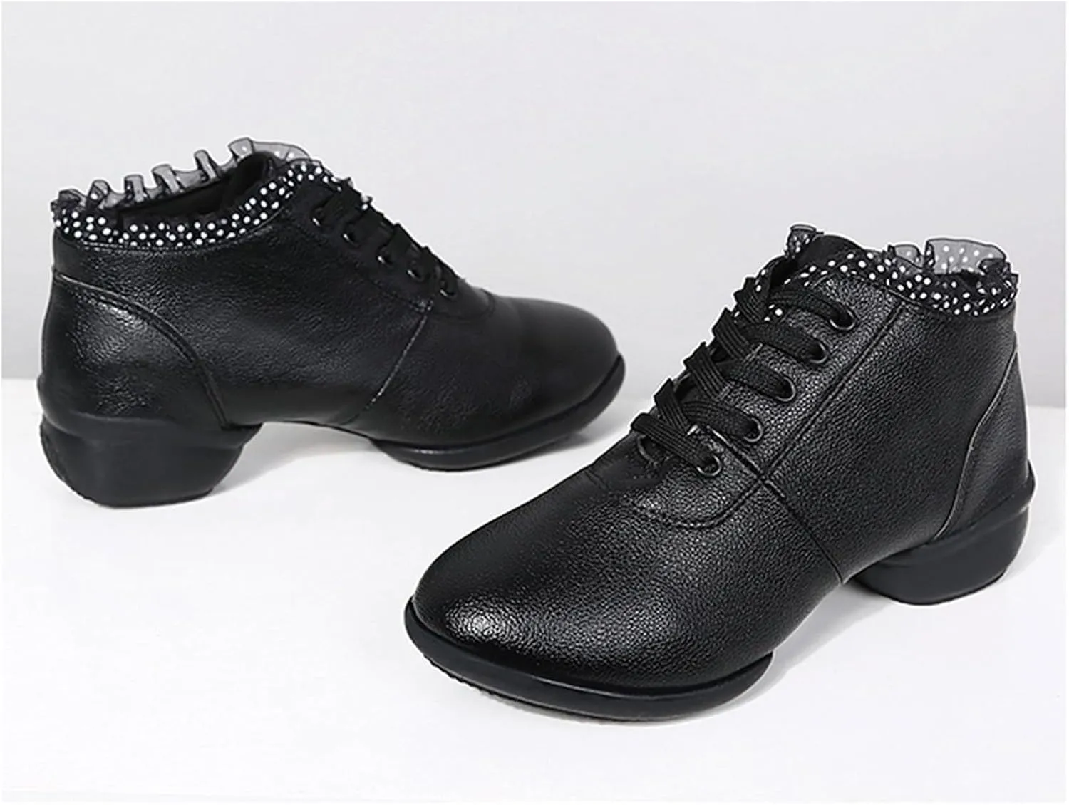 SWDZM Women's Jazz Shoes Lace-Up Dancing Walking Sneakers High Top Split Sole Modern Dance Shoes