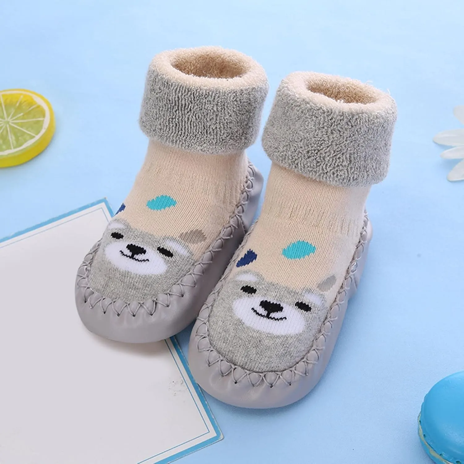 Toddler Girl Shoes,Autumn Winter Baby Shoes Cute Rabbit Bear Cartoon Children Cotton Warm Soft Non Slip Floor Boots
