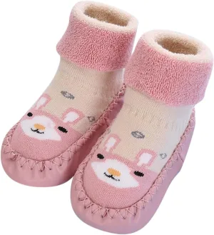 Toddler Girl Shoes,Autumn Winter Baby Shoes Cute Rabbit Bear Cartoon Children Cotton Warm Soft Non Slip Floor Boots