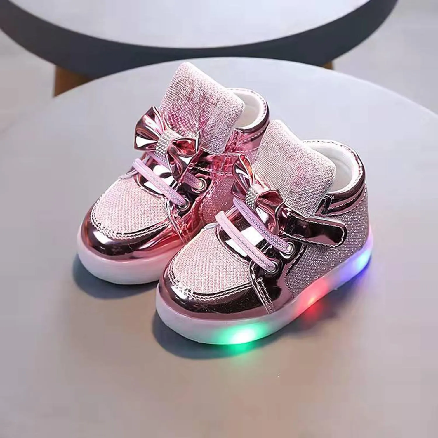 Toddler Glitter Sneakers Lace Strap Sequins Sparkle Ankle Sport Shoes Baby Boys Girls First Walking Non Slip Shoes