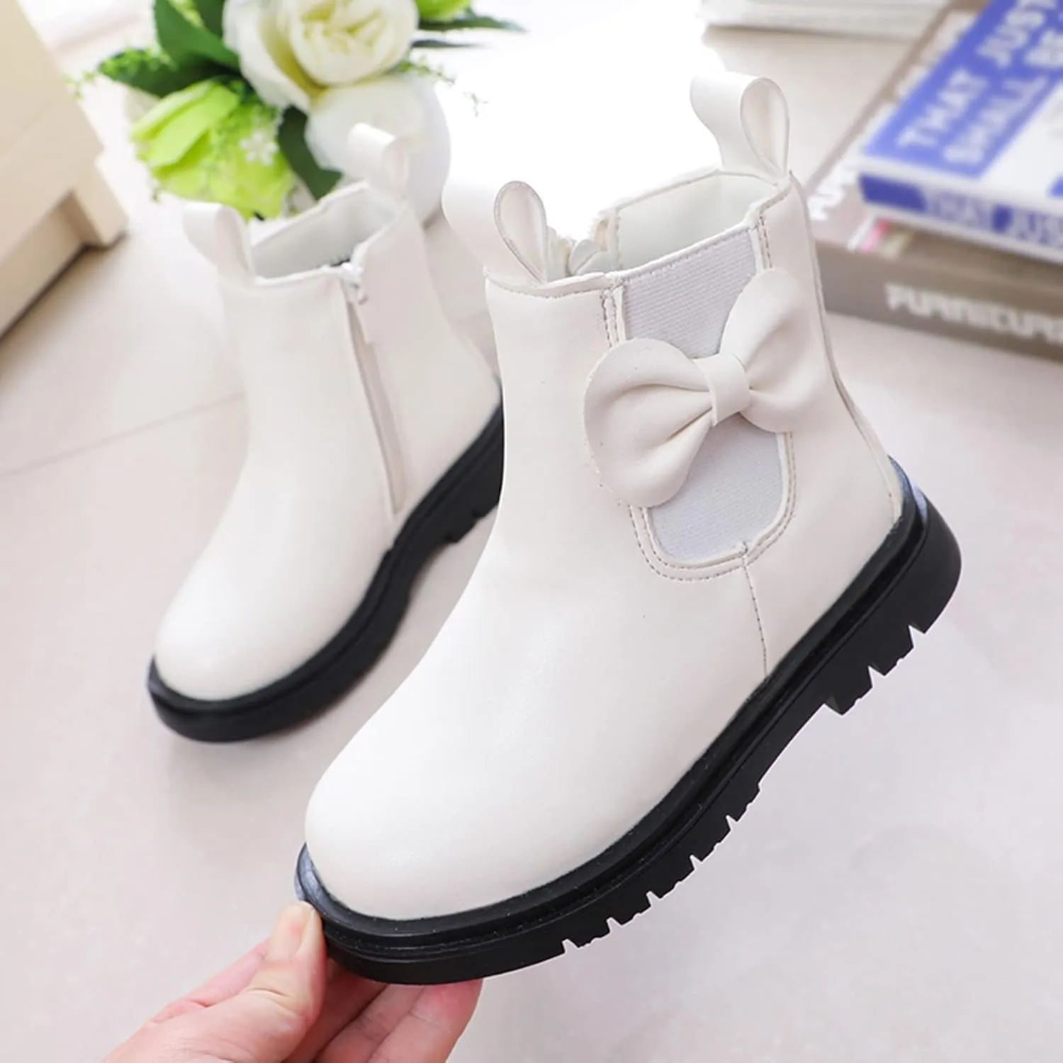 Toddler Leather Boots ??aterproof Short Snowboots Baby Girls Boys Non Slip Black Ankle Booties Kids First Walking Shoes