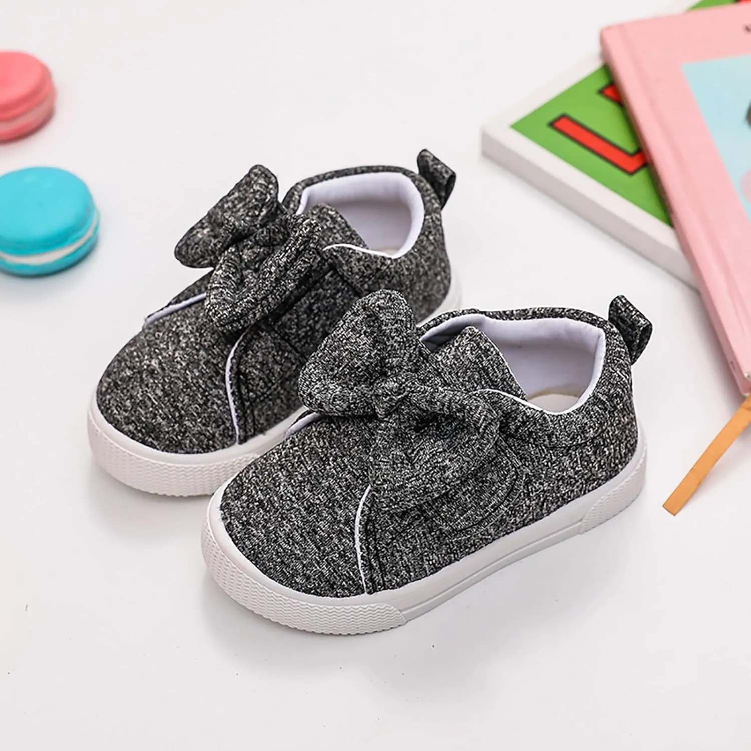 Toddler Lightweight Sneakers Walking Shoes for Kids Casual Shoes Cute Cotton Bowknot Running Tennis Girl Shoes Size 6