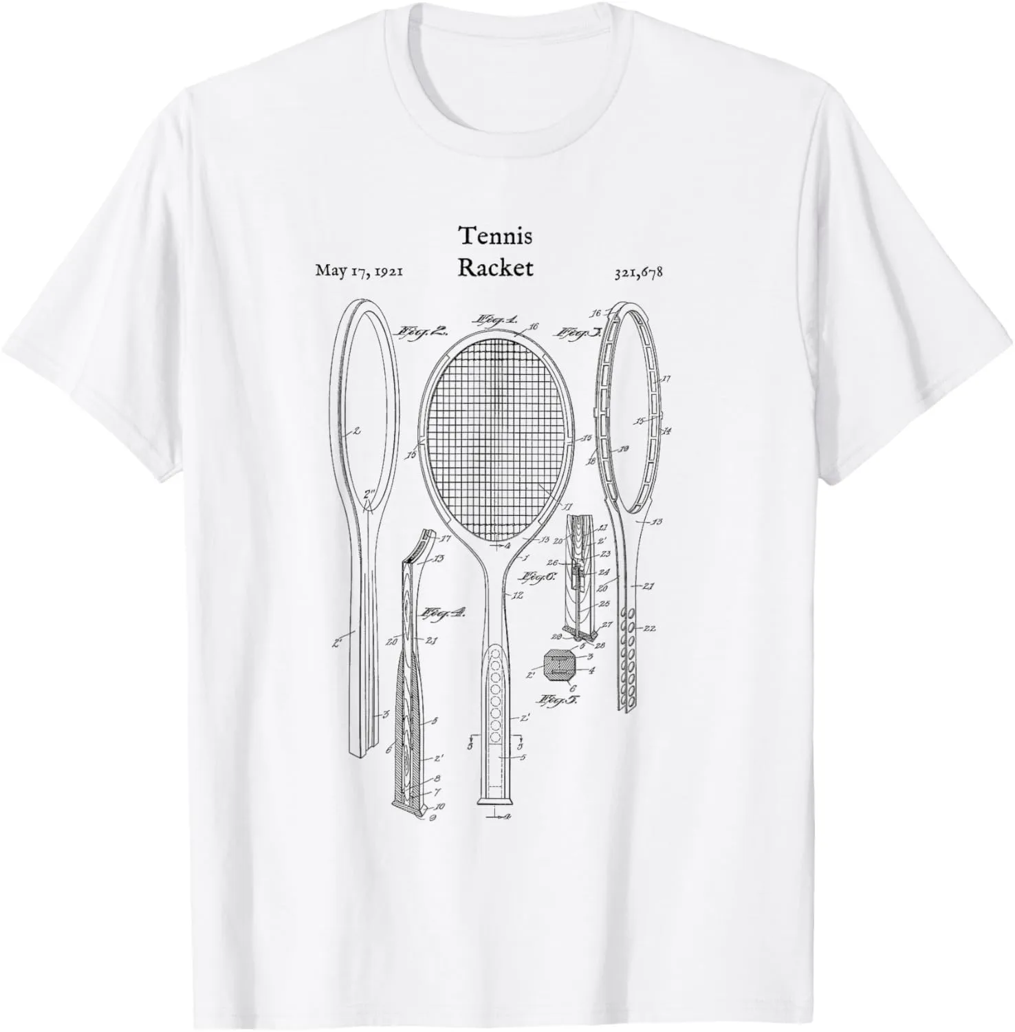 Vintage Tennis Racket Blueprint Shirt - Court Shoes Racquet
