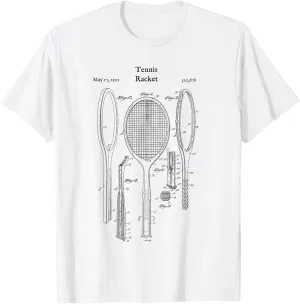 Vintage Tennis Racket Blueprint Shirt - Court Shoes Racquet