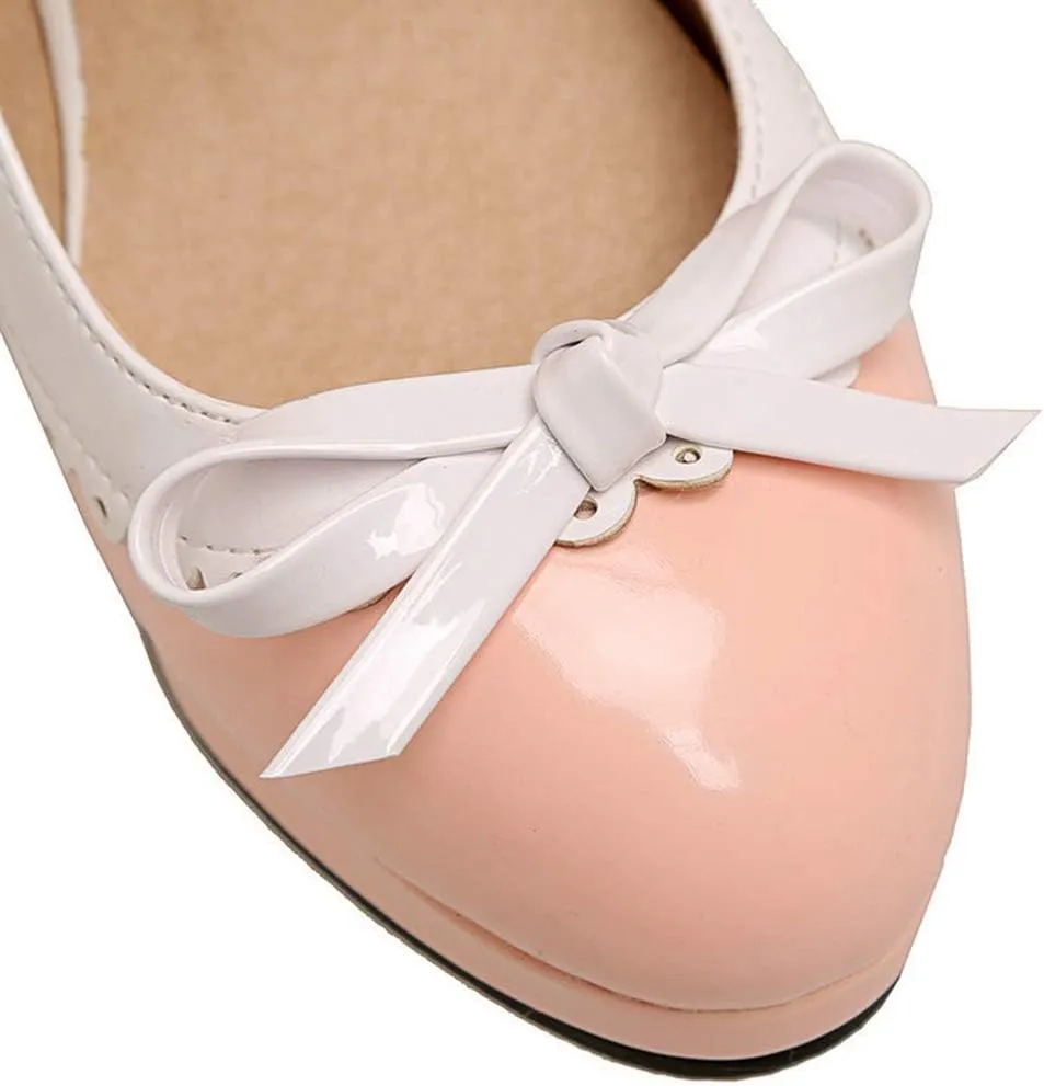 VOKLIN Women's Girls Lolita Platform Mary Jane Pumps Sweet Bow Ankle Strap Block High Heel Oxford Dress Shoes