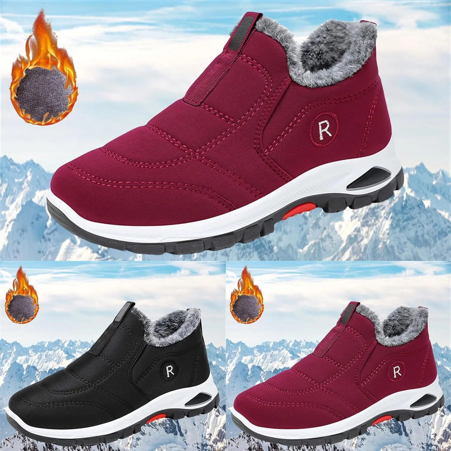 Winter Boots for Men Snow Boots Lightweight Waterproof Winter Boots Plush Lined Anti-slip Cold Weather Shoes