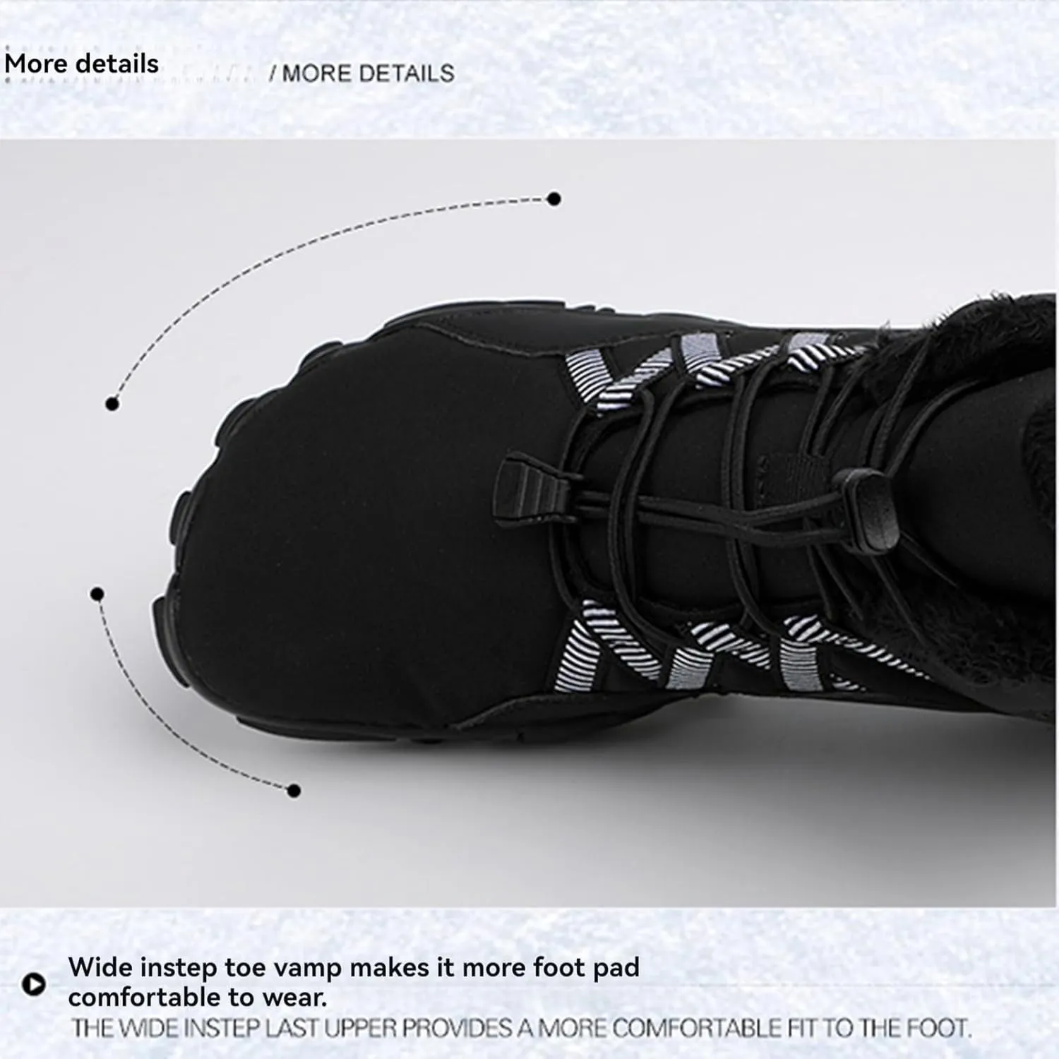 Winter Snow Ankle Boots Waterproof Warm Fur Lined Hiking Boot Zero Drop Sole Slip On Barefoot Shoes