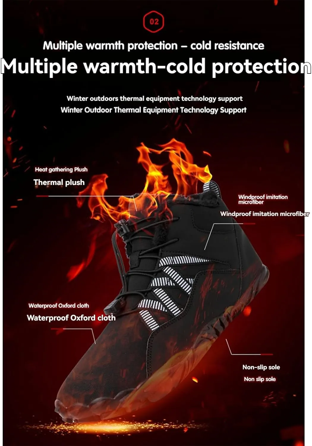 Winter Snow Ankle Boots Waterproof Warm Fur Lined Hiking Boot Zero Drop Sole Slip On Barefoot Shoes