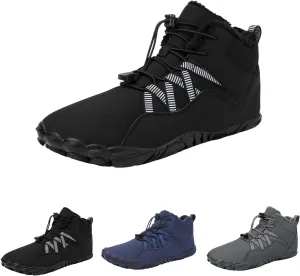 Winter Snow Ankle Boots Waterproof Warm Fur Lined Hiking Boot Zero Drop Sole Slip On Barefoot Shoes