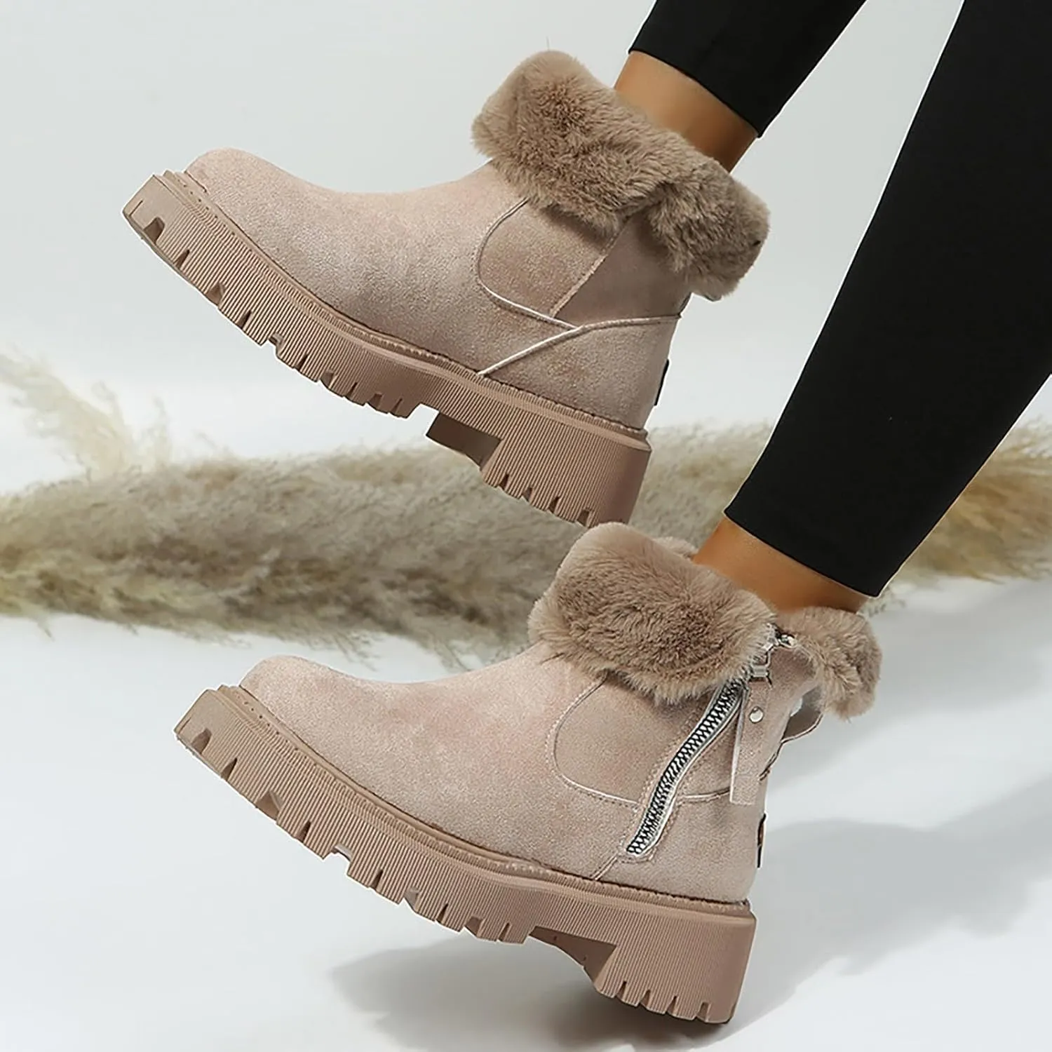 Winter Snow Boots for Women Warm Women's Ankle Boots Comfortable Outdoor Tall Winter Boot Warm Slip on Woman Shoes