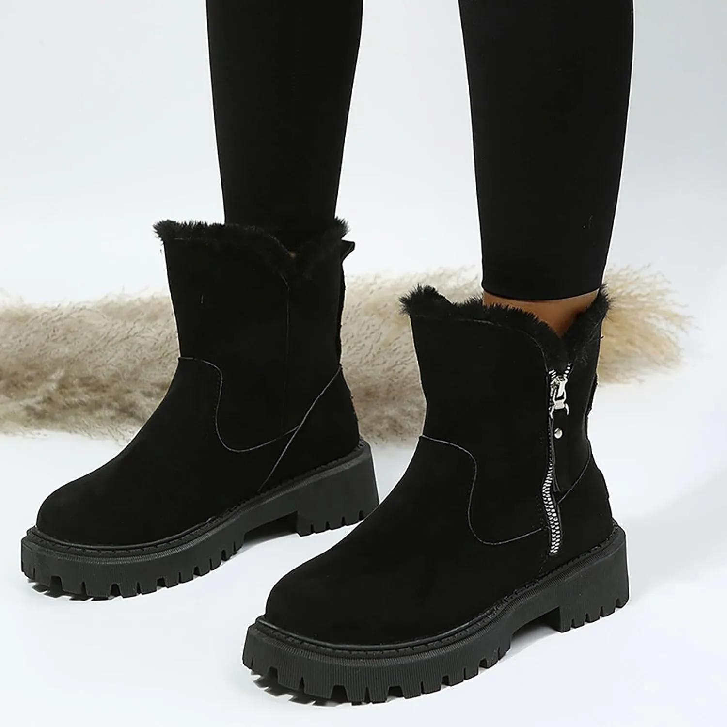 Winter Snow Boots for Women Warm Women's Ankle Boots Comfortable Outdoor Tall Winter Boot Warm Slip on Woman Shoes