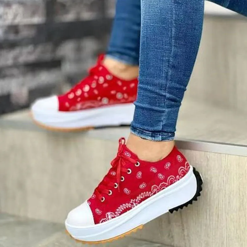 Women Platform Sneakers Canvas Shoes White Sneakers