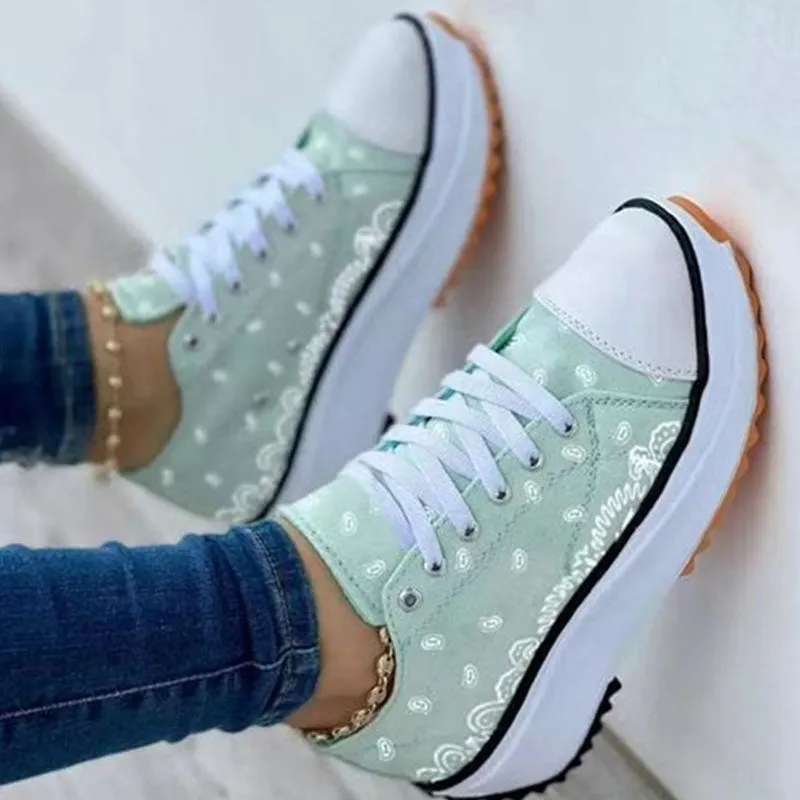 Women Platform Sneakers Canvas Shoes White Sneakers