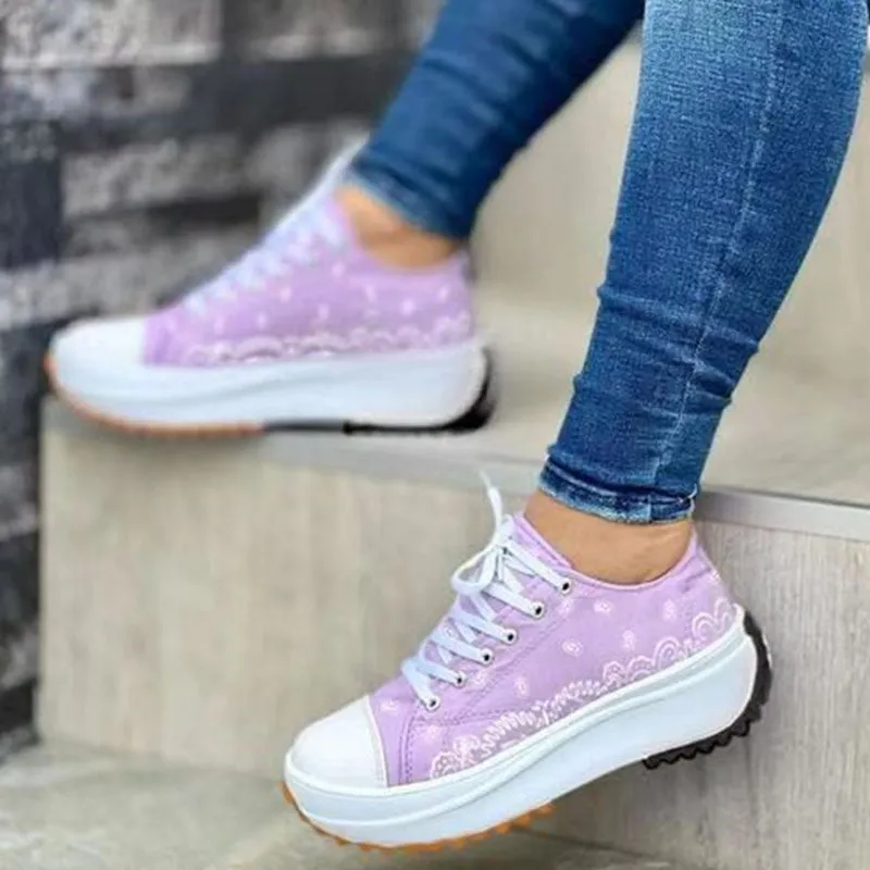 Women Platform Sneakers Canvas Shoes White Sneakers
