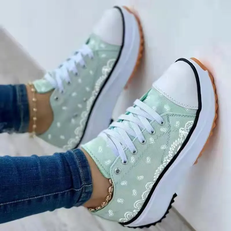 Women Platform Sneakers Canvas Shoes White Sneakers
