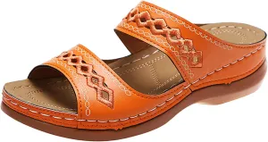 Women Summer Solid Color Slip On Casual Open Toe Wedges Soft Bottom Breathable Slip on Heels Sandals for Women