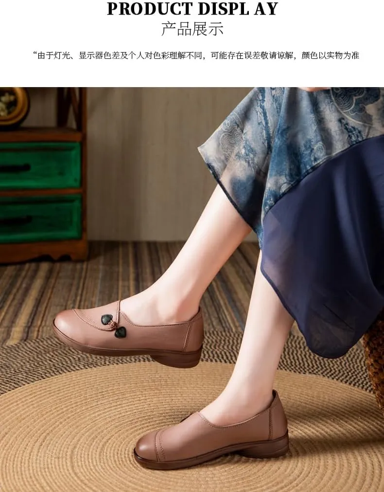 Women's Casual Skates, Comfortable Walking Flats, Leather Driving Shoes