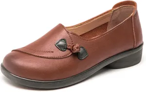Women's Casual Skates, Comfortable Walking Flats, Leather Driving Shoes