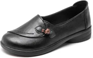 Women's Casual Skates, Comfortable Walking Flats, Leather Driving Shoes
