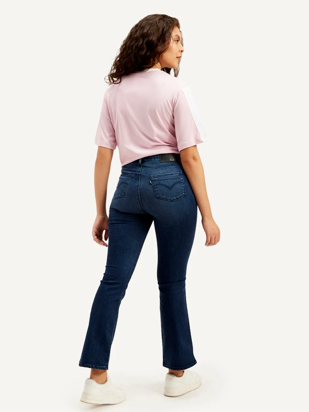 Women's Dark Blue Flared Fit Mid Rise Jeans