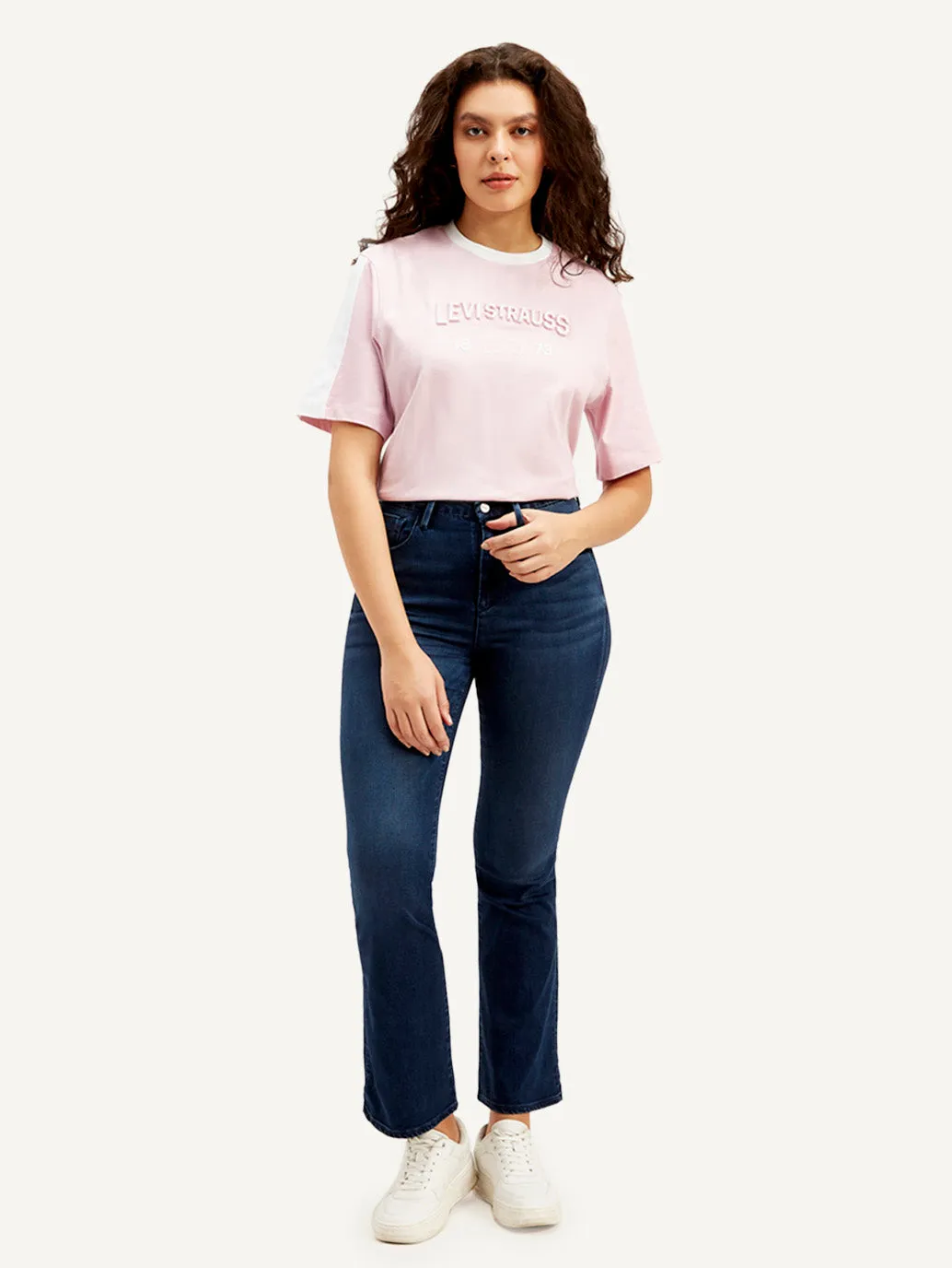 Women's Dark Blue Flared Fit Mid Rise Jeans
