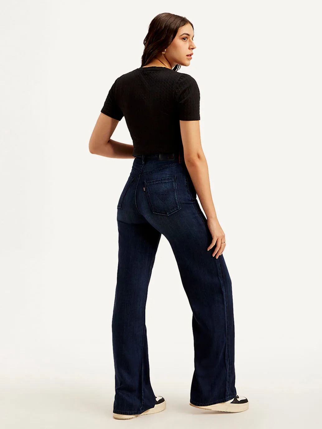 Women's Dark Blue Straight Fit High Rise Jeans