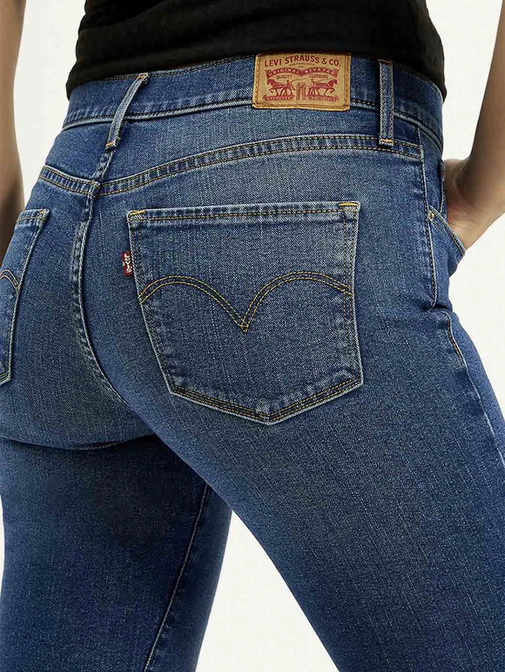 Women's Dark Blue Straight Fit Mid Rise Jeans
