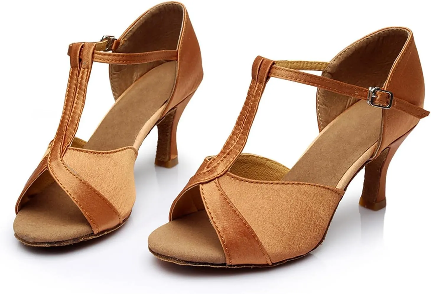 Women's Latin Dance Shoes Ballroom Performance Practice Dancing Shoes Sandal with Strap