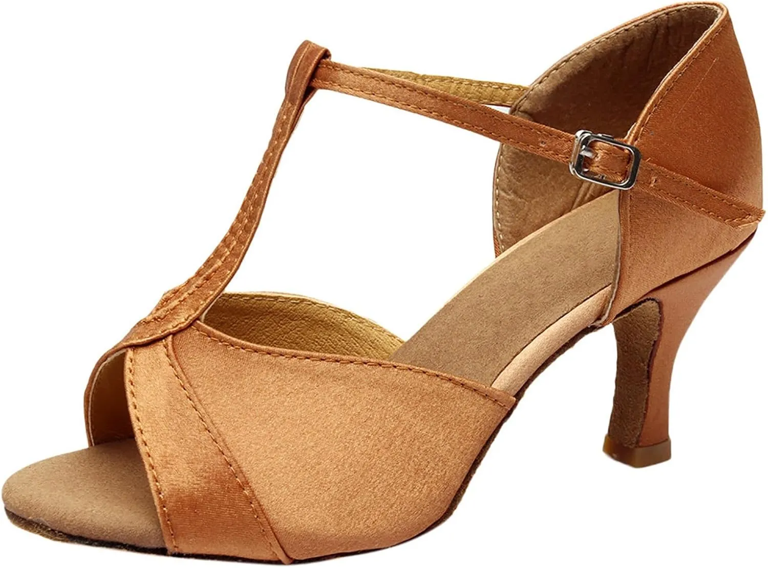 Women's Latin Dance Shoes Ballroom Performance Practice Dancing Shoes Sandal with Strap