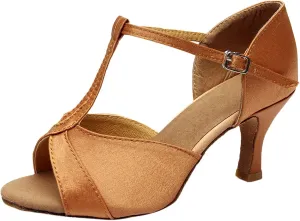 Women's Latin Dance Shoes Ballroom Performance Practice Dancing Shoes Sandal with Strap