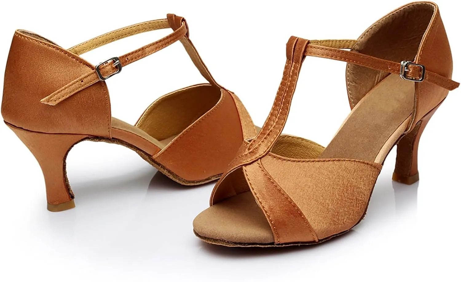 Women's Latin Dance Shoes Ballroom Performance Practice Dancing Shoes Sandal with Strap