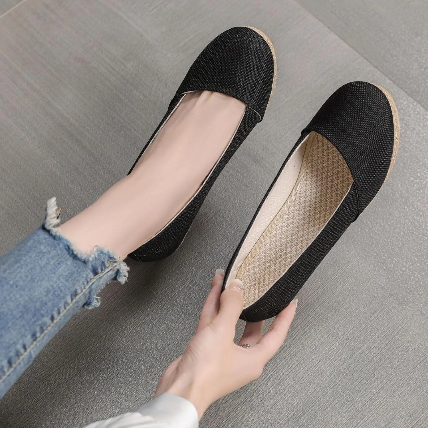 Womens Summer Fashion Close Toe Breathable Flatform Wedge Heel Sandals Espadrille Non Slip Shoes with Arch Support for