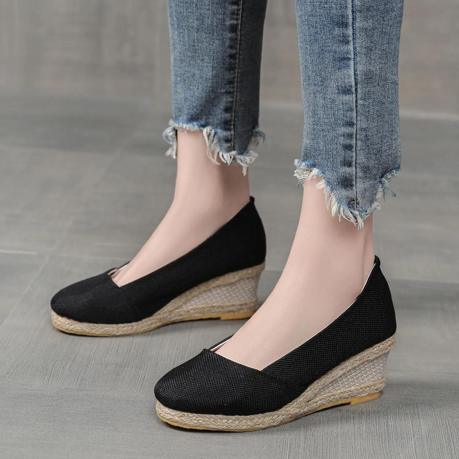 Womens Summer Fashion Close Toe Breathable Flatform Wedge Heel Sandals Espadrille Non Slip Shoes with Arch Support for