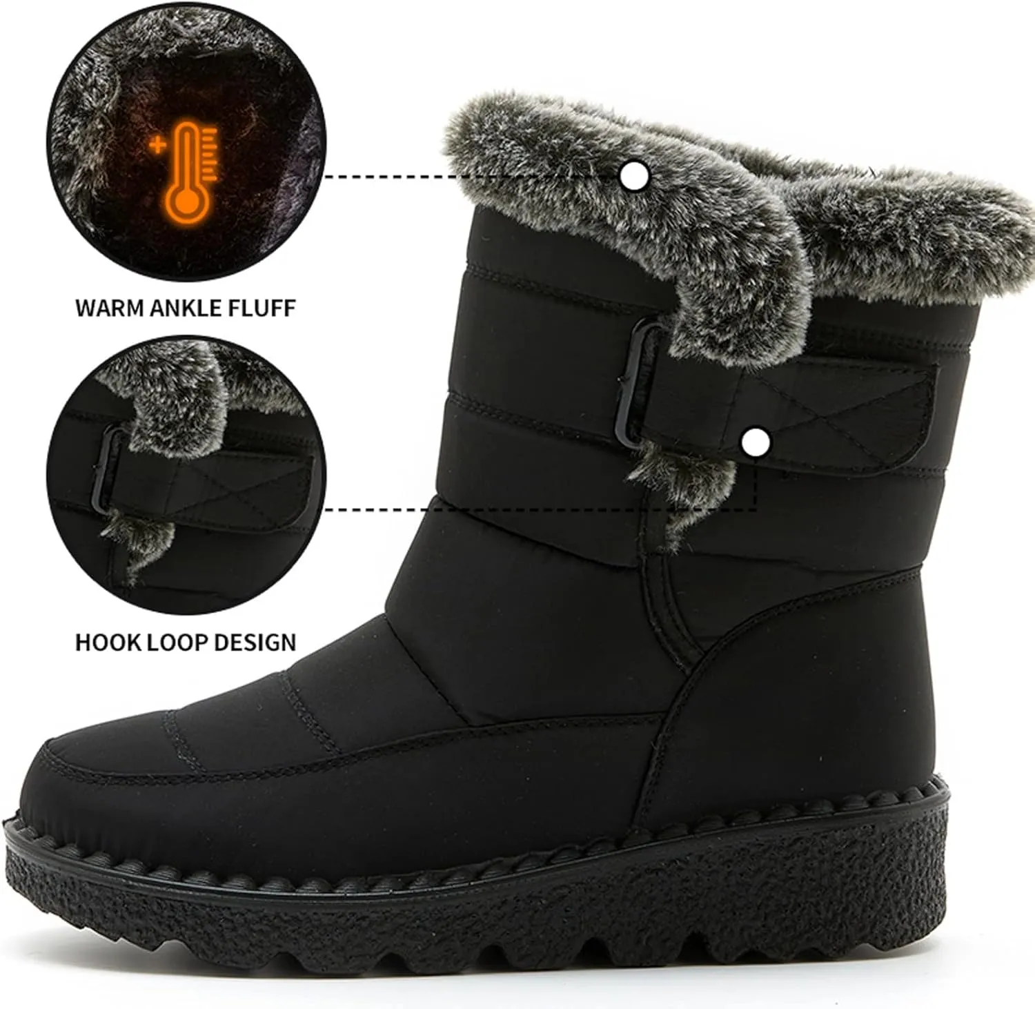Womens Winter Snow Boots With Warm Fu Lined Comfortable Booties Non Slip aterproof Outdoor Shoes Walking Shoes