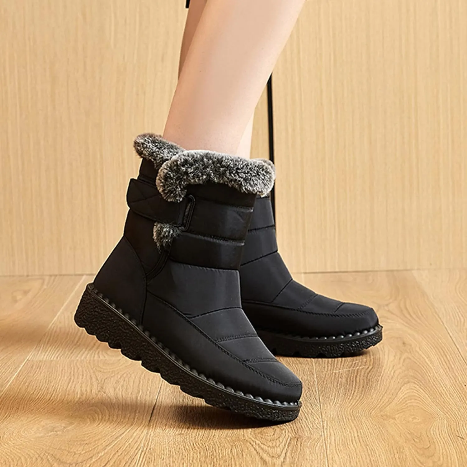 Womens Winter Snow Boots With Warm Fu Lined Comfortable Booties Non Slip aterproof Outdoor Shoes Walking Shoes