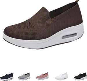 Women's Woven Orthopedic Breathable Soft Shoes, Walking Slip-On Diabetic Foam Shoes, Lightweight Slip-On Walking Shoes with Arch Support