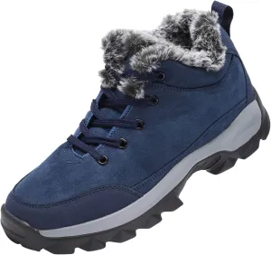 Work Boots for Men Slip On Hiking Sneakers Warm Fur Lined Womens Safety Toe Shoes Soft Toe Wide Outdoor Shoes Slip on Loafers Hike Grounded Footwear