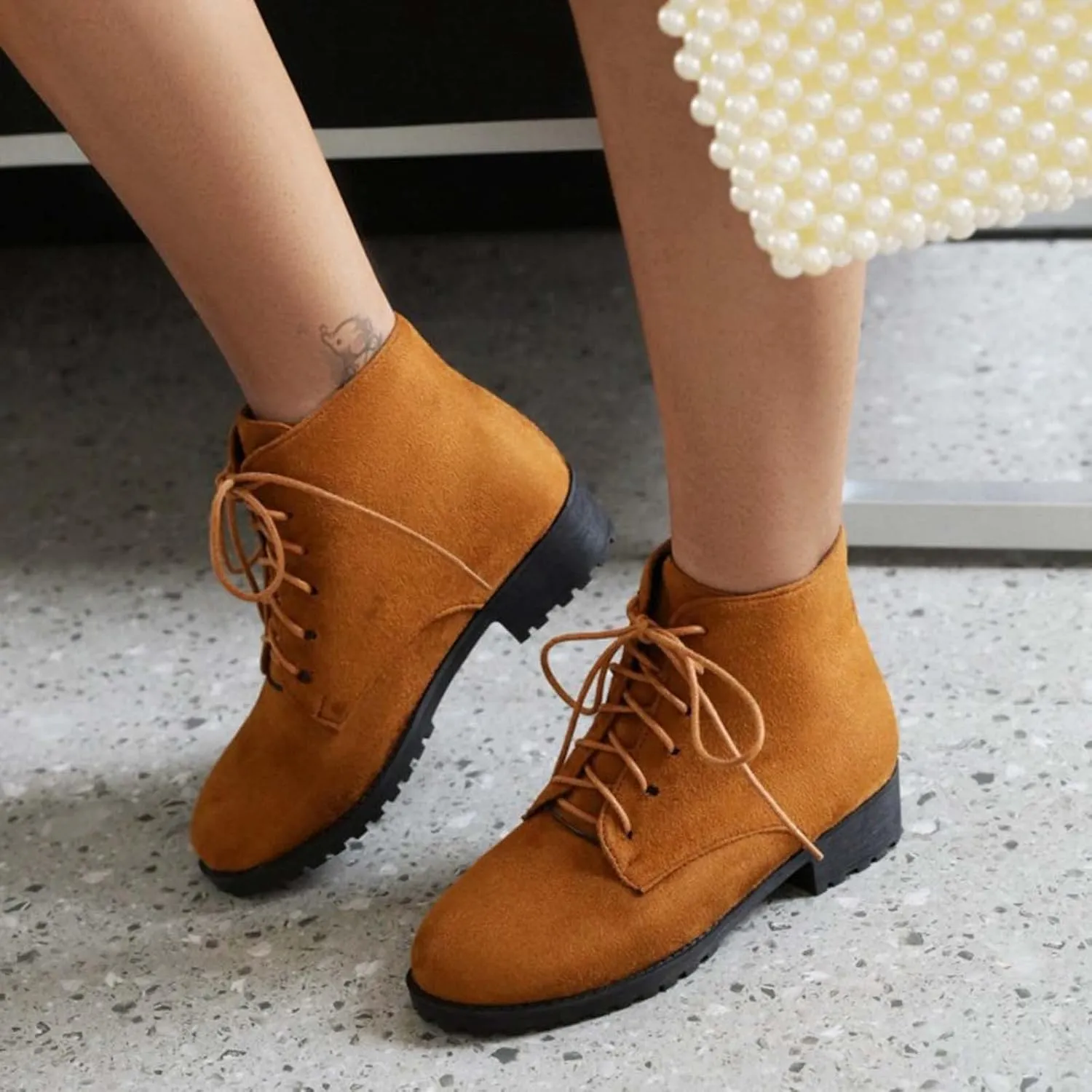 Work Boots for Women Ankle Warm Booties for Women Cute Womens Boots Non Slip Work Shoes Women Cover Heel Round Toe Lug Sole Low Heel Chelsea Fashion