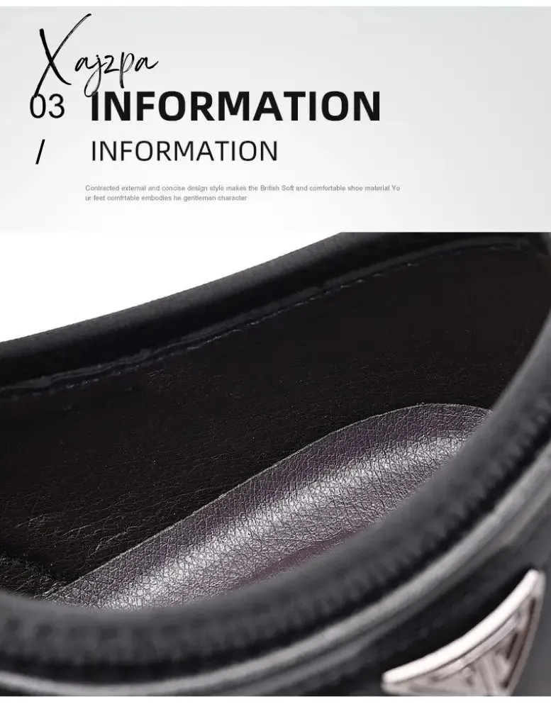 Xajzpa - Man Leather Shoes Spring Male Sneakers Casual Solid Leather Shoe Business Sport Flat Round Toe Light Comfortable Plus Size 38-50